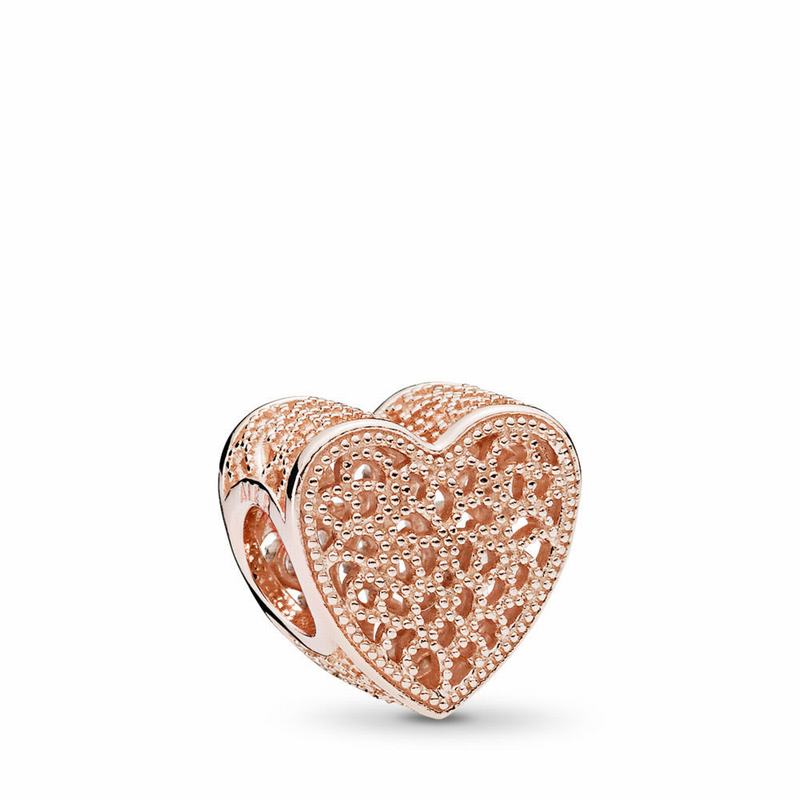 Pandora Filigree & Beaded Heart Charm - Pandora Rose - Canada | QX5209ND